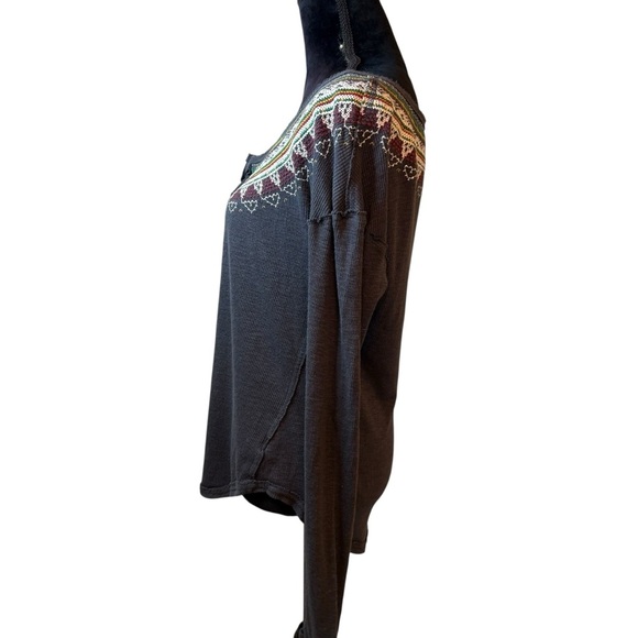 We The Free | Fair Isle Thermal Top with Multicolor Embroidery | Sz L - Picture 3 of 8